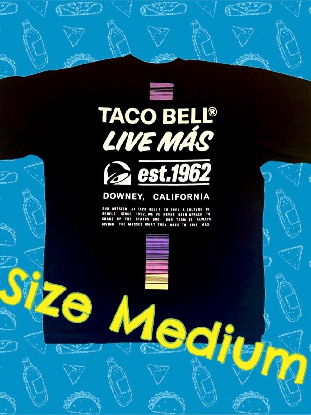 Taco Bell Live Mas Downey California T-Shirt Size Medium Crew Member Official